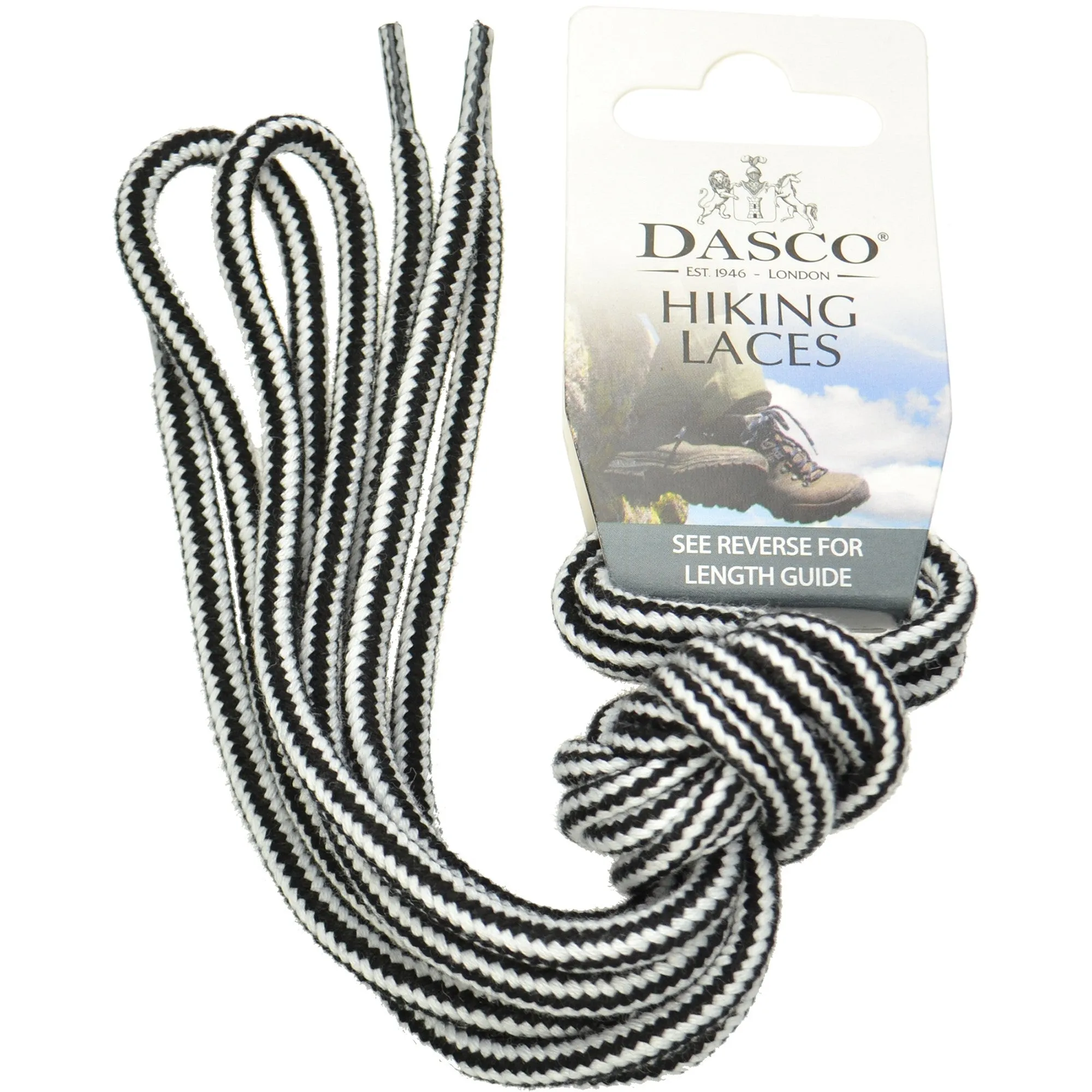 140cm Dasco Cord Hiking and Walking Boot Shoe Laces - Black & White