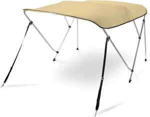 AA Products 3 Bow Bimini Top Cover Sun Shade Boat Canopy Waterproof Includes Storage Boot with Aluminum Frame, 46" Height with Rear Support Poles