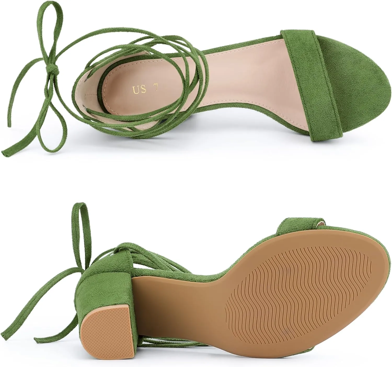 Allegra K Women's Tie Up Strappy Heels Chunky High Heels Sandal