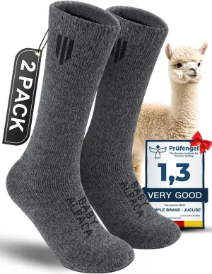 Alpaca Wool Boot Socks 2 pairs for Men and Women,Heavyweight Thick Thermal Socks Cold Weather Hunting Hiking,Moisture Wicking