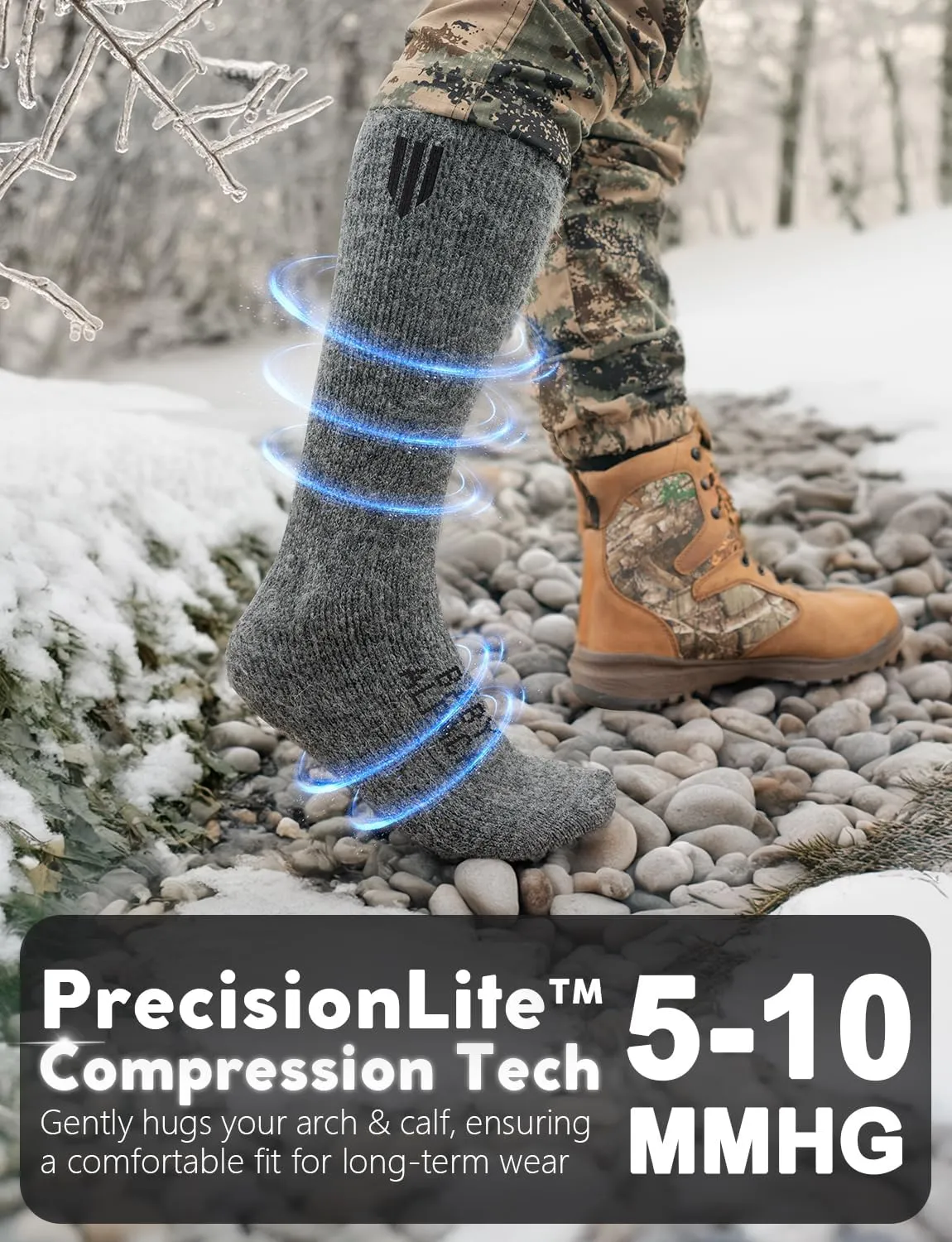 Alpaca Wool Boot Socks 2 pairs for Men and Women,Heavyweight Thick Thermal Socks Cold Weather Hunting Hiking,Moisture Wicking