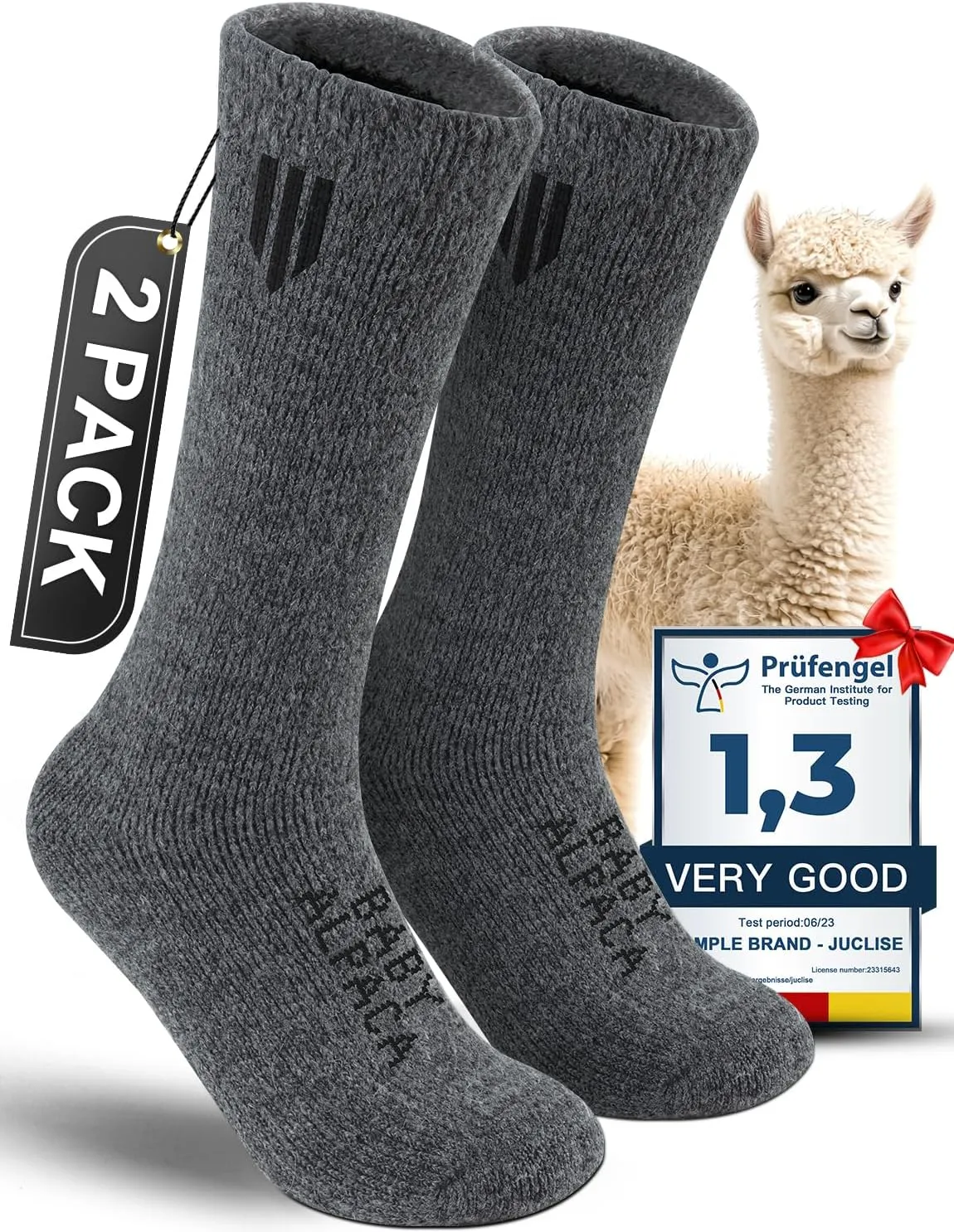 Alpaca Wool Boot Socks 2 pairs for Men and Women,Heavyweight Thick Thermal Socks Cold Weather Hunting Hiking,Moisture Wicking