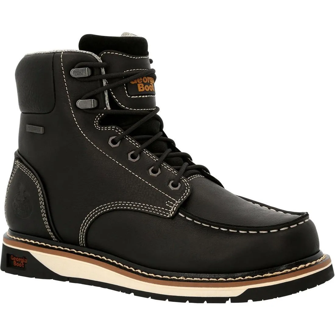 AMP LT Wedge Waterproof Moc-Toe Work Boot Black