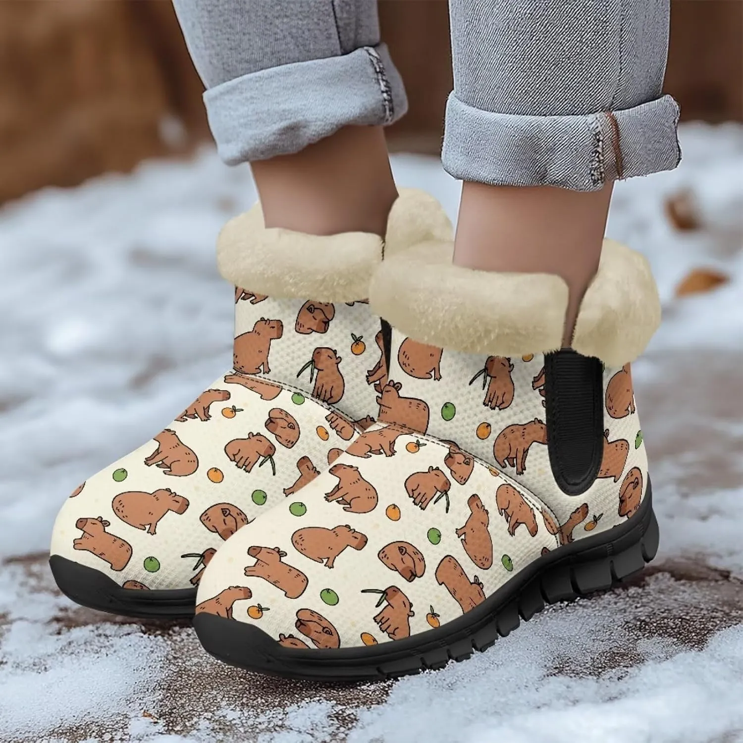 Ankle Boots for Women Waterproof Insulated Warm Fur Lined Snow Boot Winter Outdoor Anti-Slip Lightweight Walking Hiking Booties Shoes