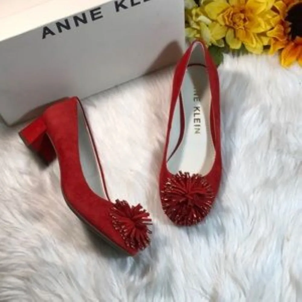 Anne Klein Women's Happy Red Suede Shoe 6M