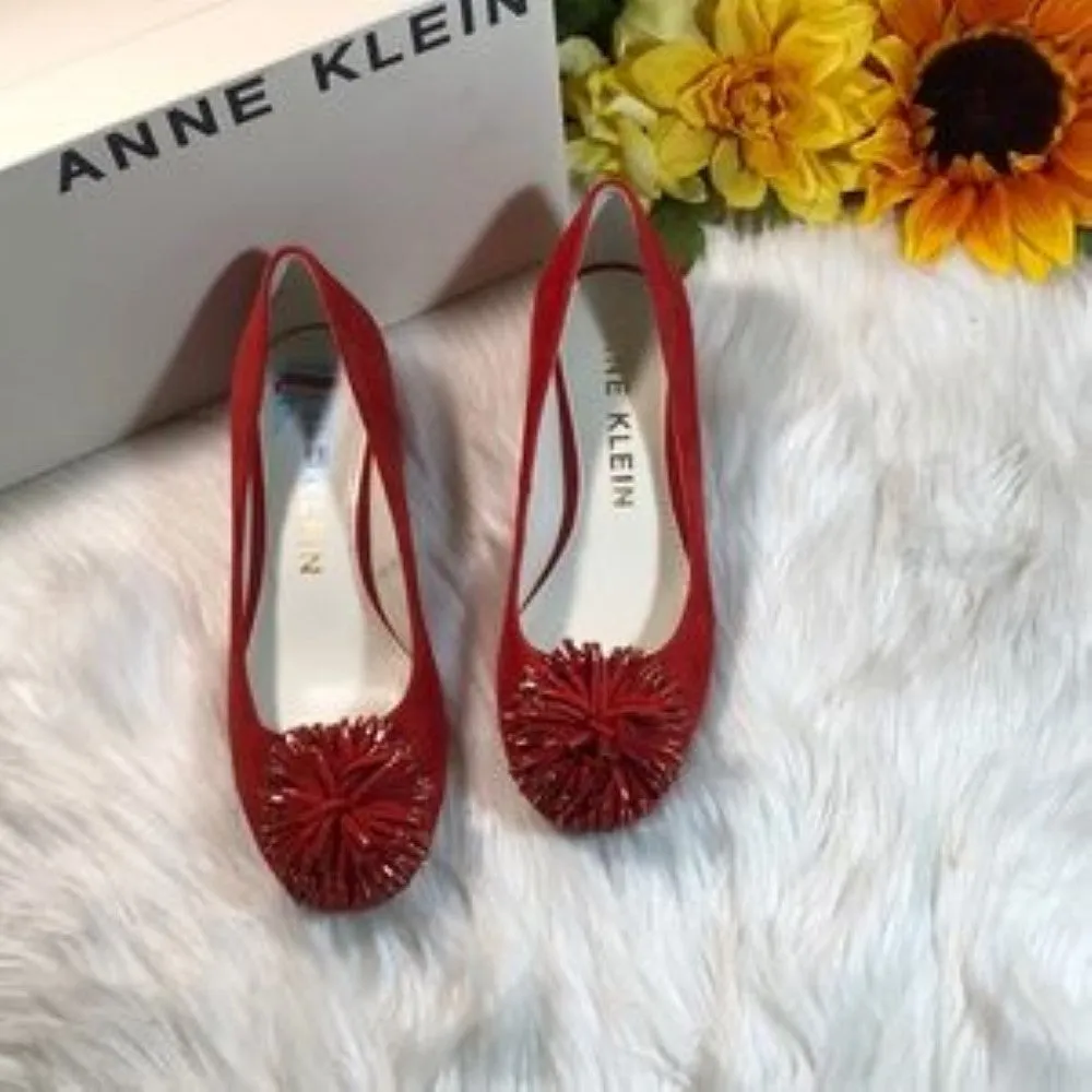 Anne Klein Women's Happy Red Suede Shoe 6M