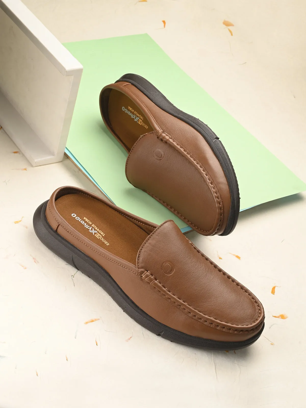 Anti Gravity Tan Leather Slip-On Mules