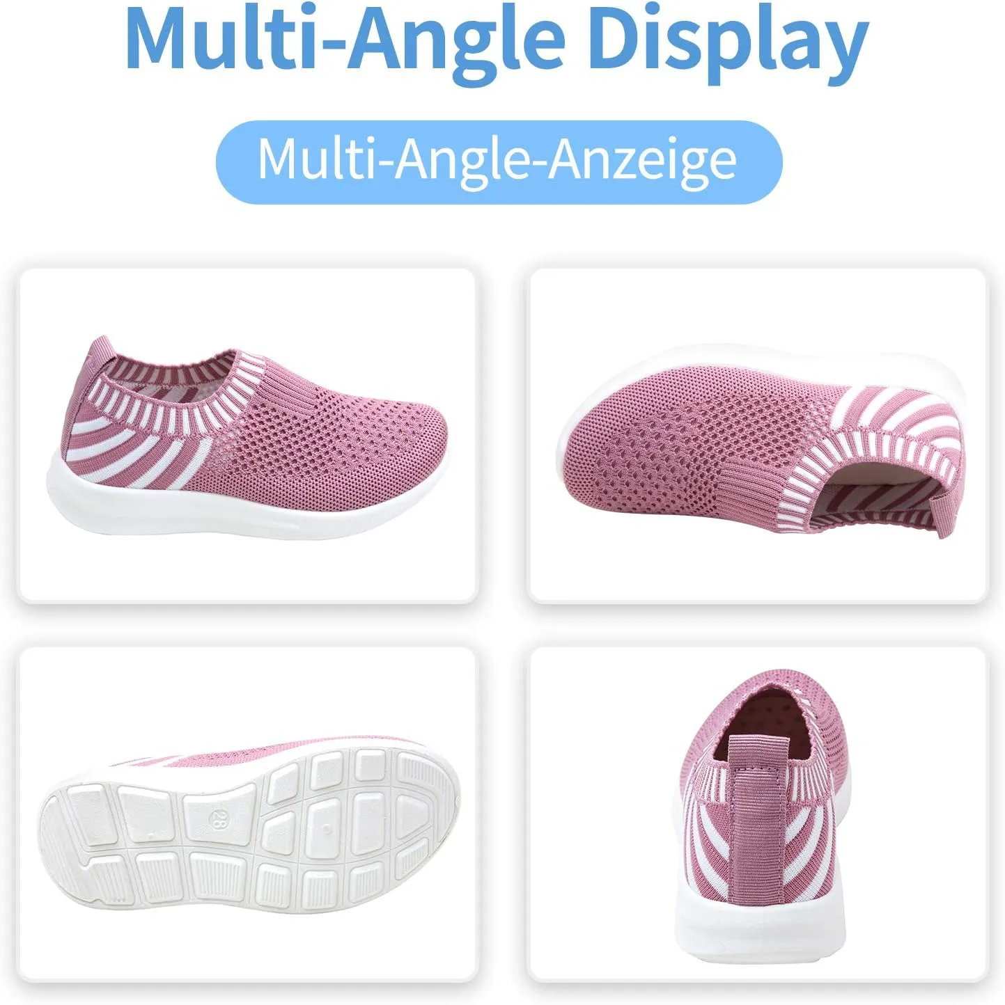Apawwa Boys Girls Sneakers Kids Lightweight Slip On Running Shoes Pink/Blue/Navy/Black Walking Shoes Breathable Tennis Shoes for Toddler/Little Kids/Big Kids