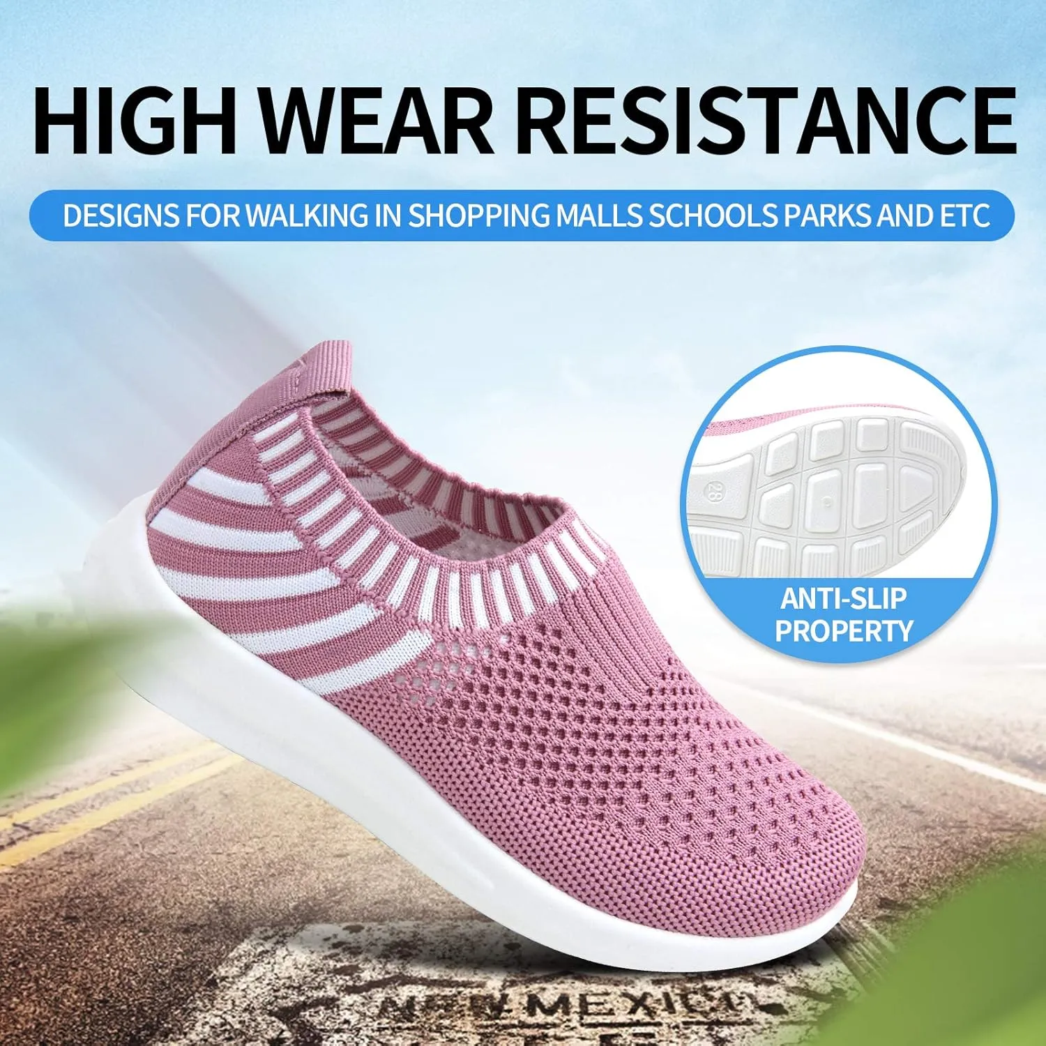 Apawwa Boys Girls Sneakers Kids Lightweight Slip On Running Shoes Pink/Blue/Navy/Black Walking Shoes Breathable Tennis Shoes for Toddler/Little Kids/Big Kids