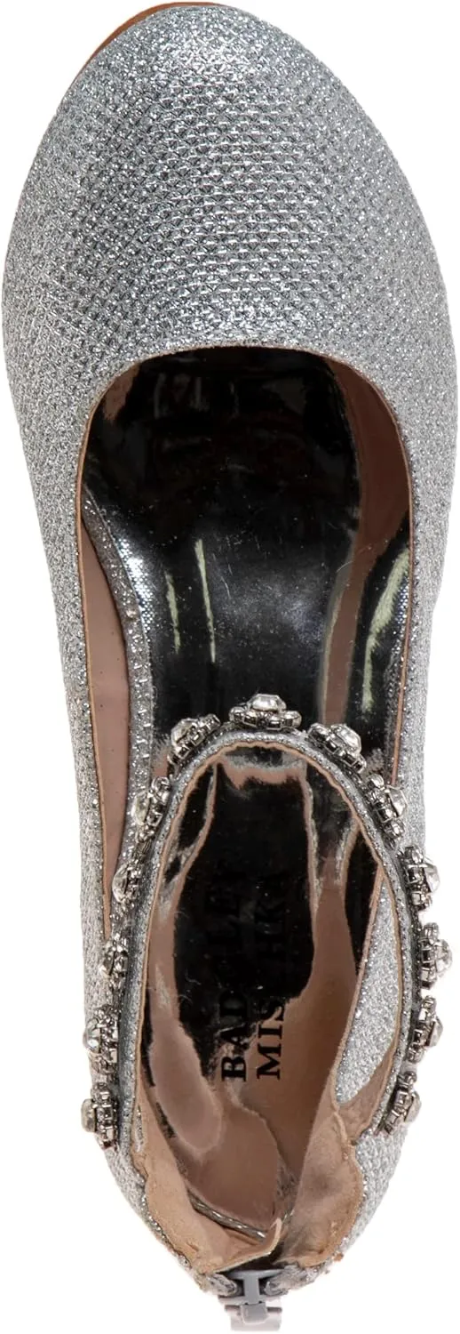 Badgley Mischka Girls Dress Block Medium Heel Party Pumps - Closed Toe Ankle Strap High Heels for Girl - Black/Silver/Champagne/Rose Gold (Sizes 11-13 Little Kid/Sizes 1-5 Big Kid)