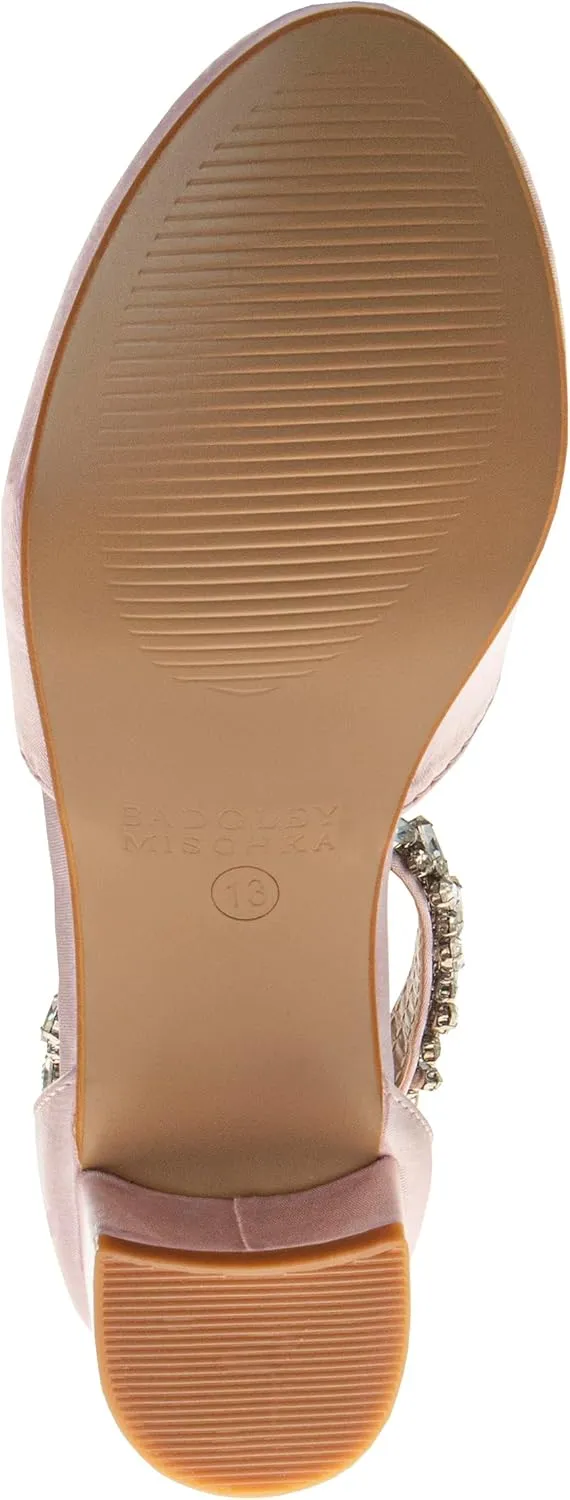Badgley Mischka Girls Dress Block Medium Heel Party Pumps - Closed Toe Ankle Strap High Heels for Girl - Black/Silver/Champagne/Rose Gold (Sizes 11-13 Little Kid/Sizes 1-5 Big Kid)
