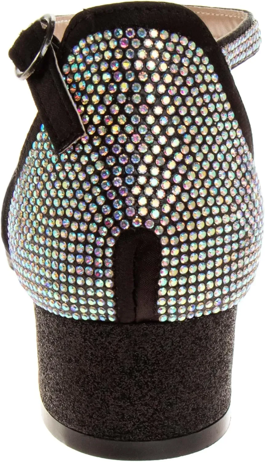 Badgley Mischka Girls Dress Block Medium Heel Party Pumps - Closed Toe Ankle Strap High Heels for Girl - Black/Silver/Champagne/Rose Gold (Sizes 11-13 Little Kid/Sizes 1-5 Big Kid)