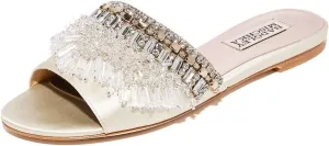 Badgley Mischka Women's Kassandra Flat Sandal, Ivory, 6.5 Medium US