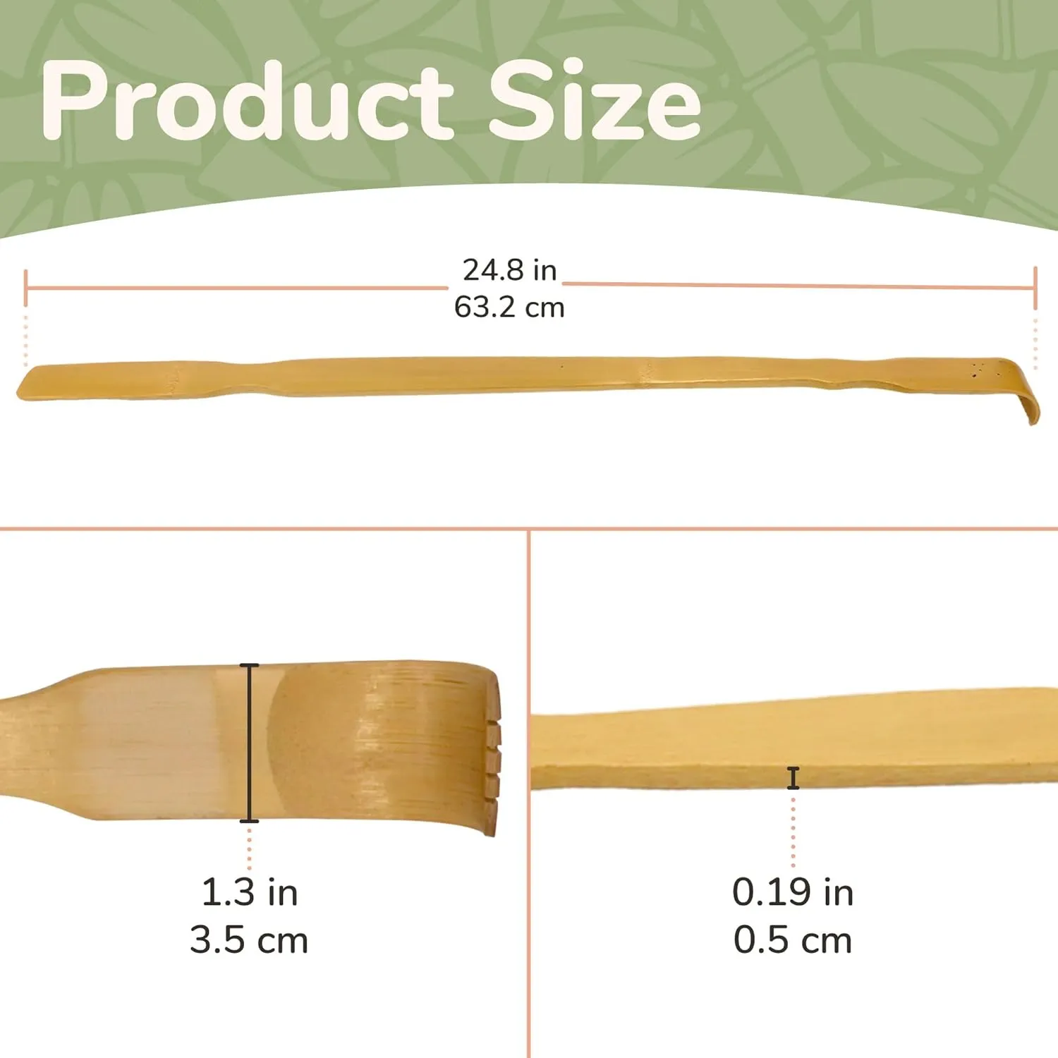 BambooMN 1 Piece 25 Inch Bamboo Backscratcher Shoehorn with a Free Travel Size Back Scratcher