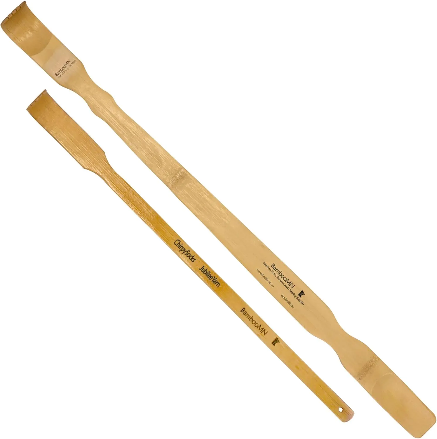 BambooMN 1 Piece 25 Inch Bamboo Backscratcher Shoehorn with a Free Travel Size Back Scratcher