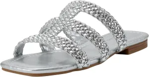 Bandolino Women's Sumer Flat Sandal, Silver 040, 6.5