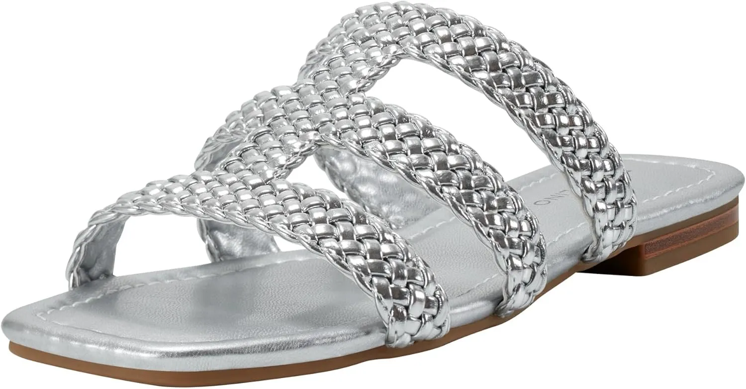 Bandolino Women's Sumer Flat Sandal, Silver 040, 6.5