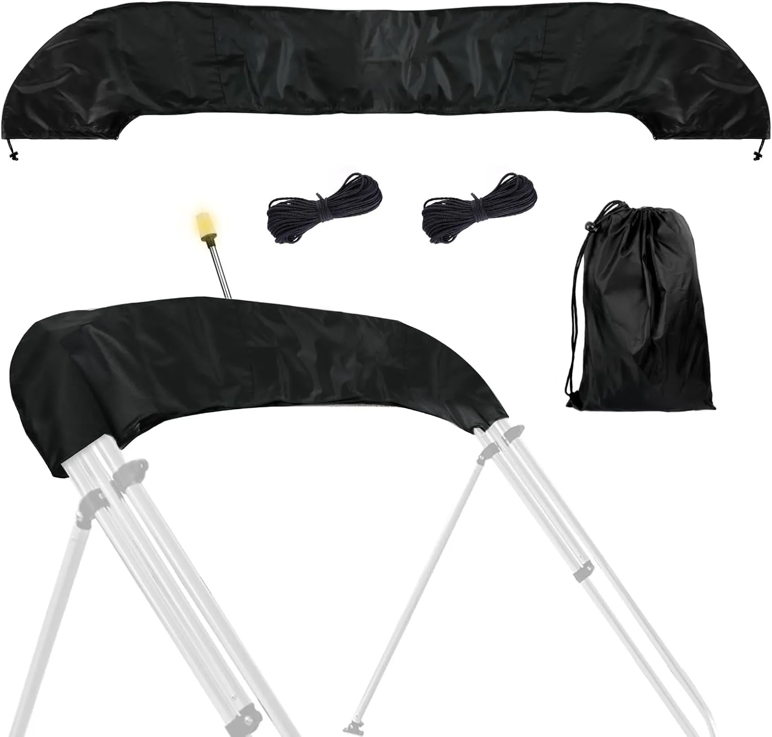 Bimini Top Storage Boot 91"-96" Width, 600D Heavy-Duty Waterproof UV Protection Pontoon Bimini Boot Cover Replacement Suited for Standard 3-4 Bows Bimini Tops