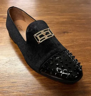 Black velvet slip-on Gold buckle