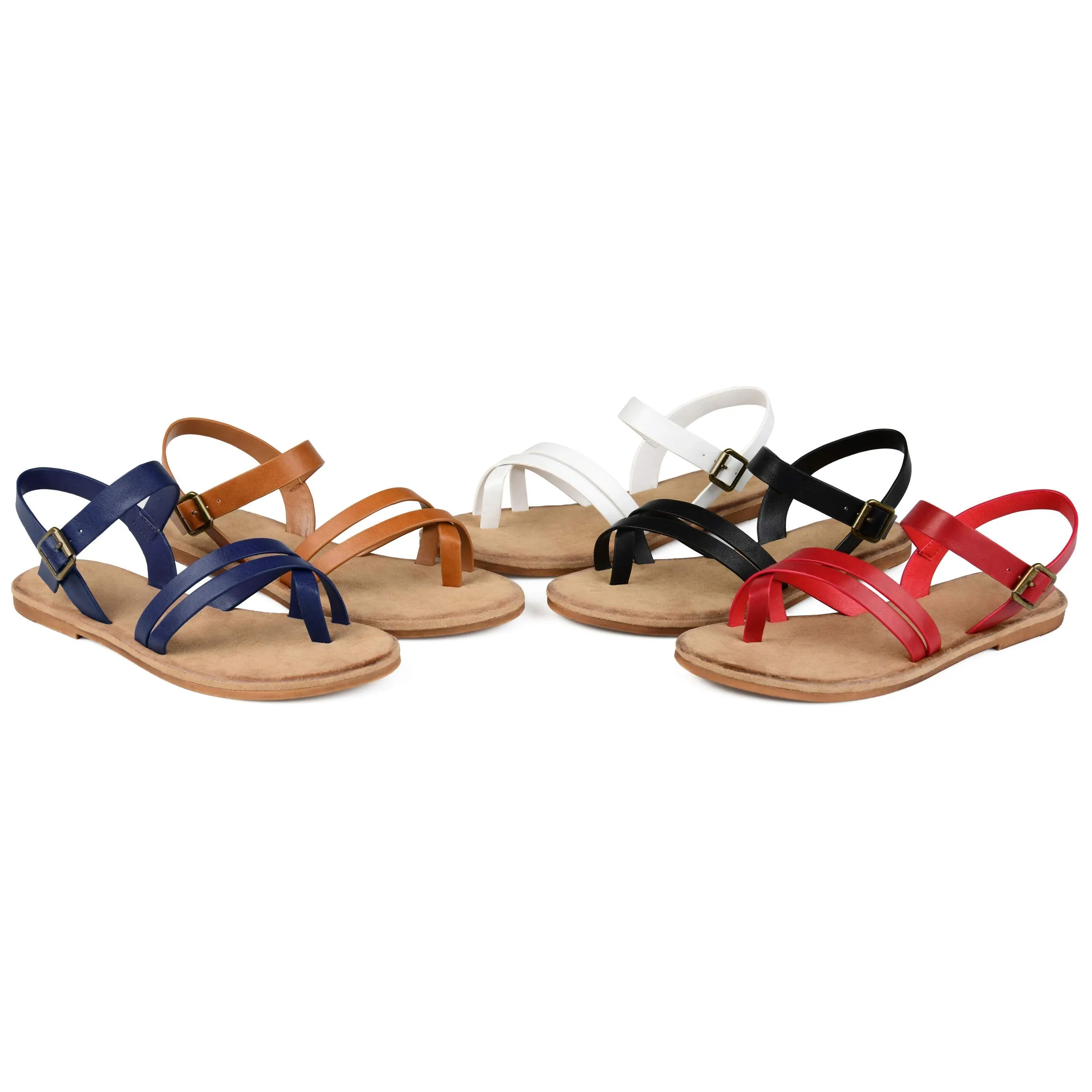 Brinley Co. Womens Strappy Ankle Wrap Sandal Blue, 10 Regular US