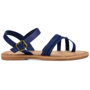 Brinley Co. Womens Strappy Ankle Wrap Sandal Blue, 10 Regular US