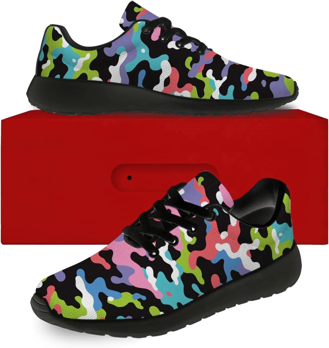 Camouflage Print Shoes for Men Women Running Comfortable Lightweight Tennis Walking Sneakers