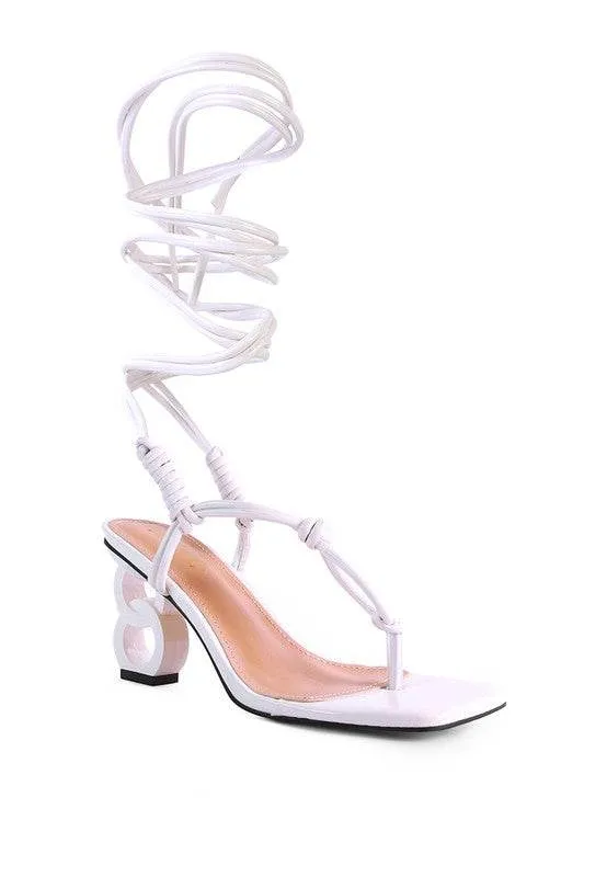 CASSINO THONG LACE UP CHAIN HEEL SANDAL