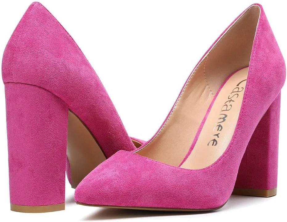 Castamere Womens High Block Heels Pointed Toe Slip-on Pumps 10CM