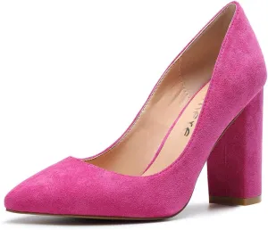 Castamere Womens High Block Heels Pointed Toe Slip-on Pumps 10CM