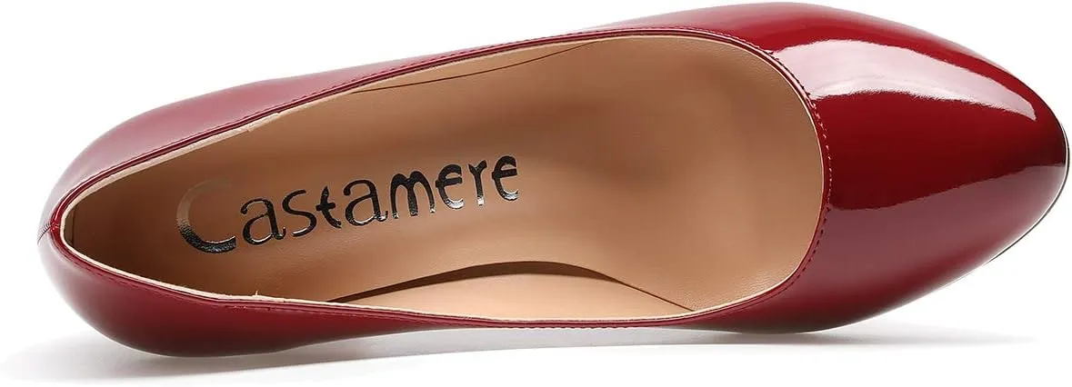 Castamere Women's High Heels Round Toe Slip-On Pumps Block Heel 8CM