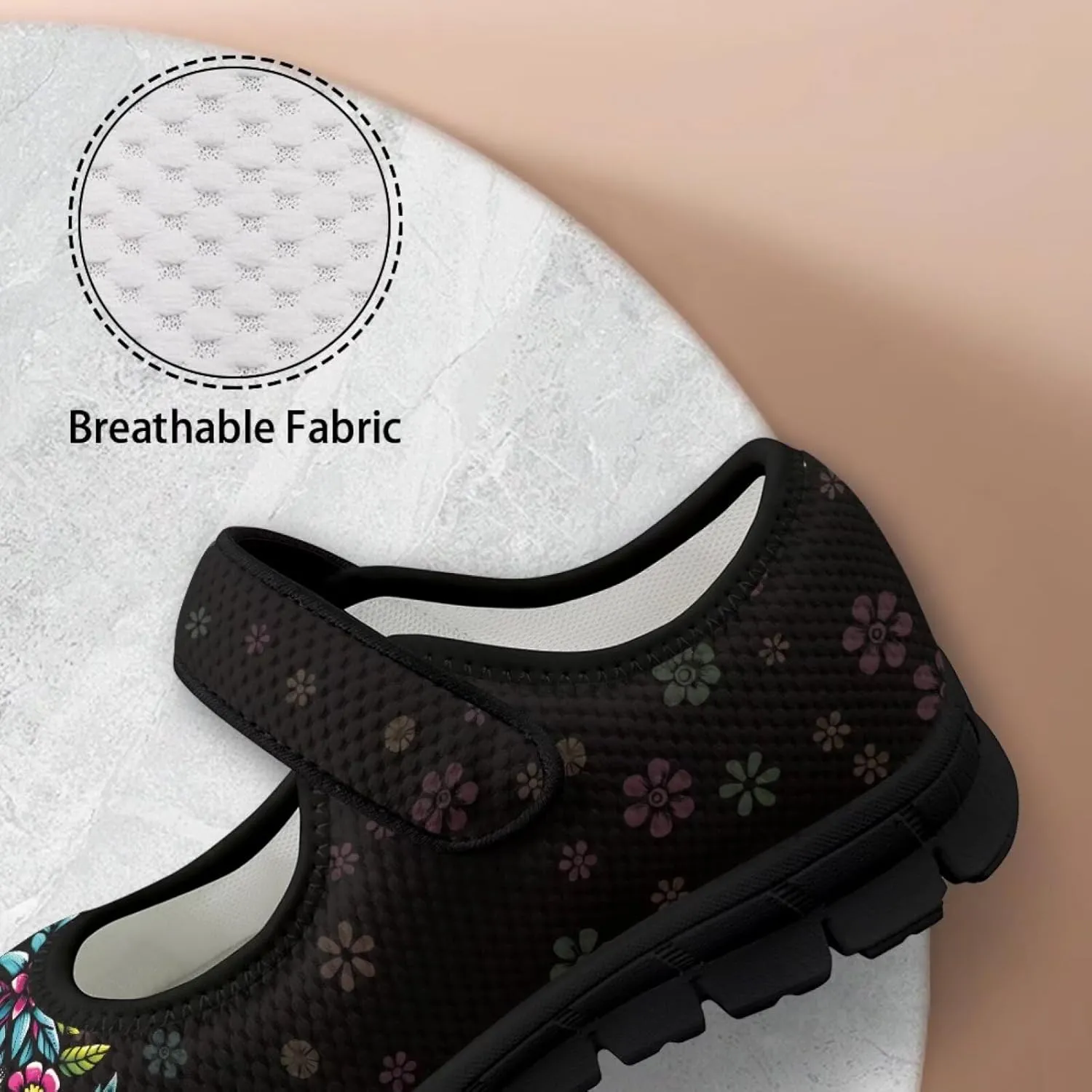 chaqlin Skull Tennis Shoes Mesh Mary Jane Flats for Women Comfortable Work Office Slip On Dress Shoe Lightweight Walking Sneaker