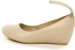 Chase & Chloe Womens Bobby1 Closed Round Toe Ankle Strap Hidden Wedge High Heel Shoes