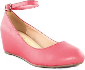 Chase & Chloe Womens Bobby1 Closed Round Toe Ankle Strap Hidden Wedge High Heel Shoes