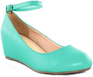 Chase & Chloe Womens Bobby1 Closed Round Toe Ankle Strap Hidden Wedge High Heel Shoes