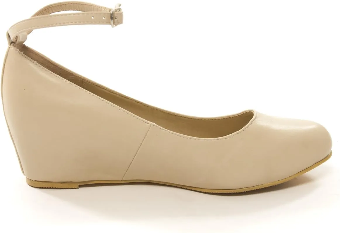 Chase & Chloe Womens Bobby1 Closed Round Toe Ankle Strap Hidden Wedge High Heel Shoes