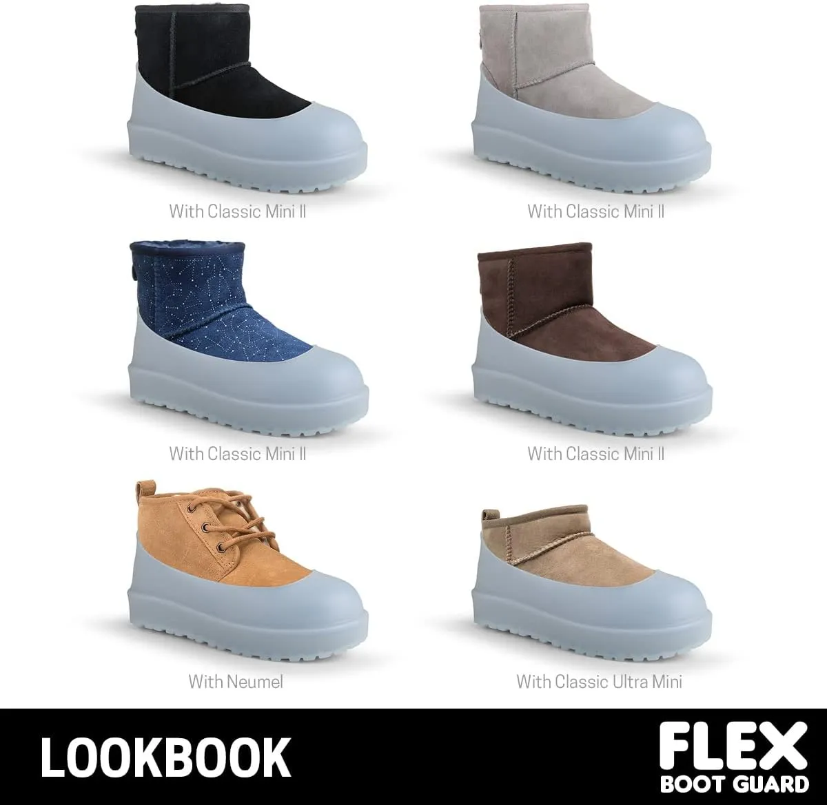 Compatible with UGG Boot, Waterproof Silicone Rubber Shoe Covers, Reusable Upgraded Overshoes, Non-Slip Washable for Women, Men (L (Men 9-11), Clear)
