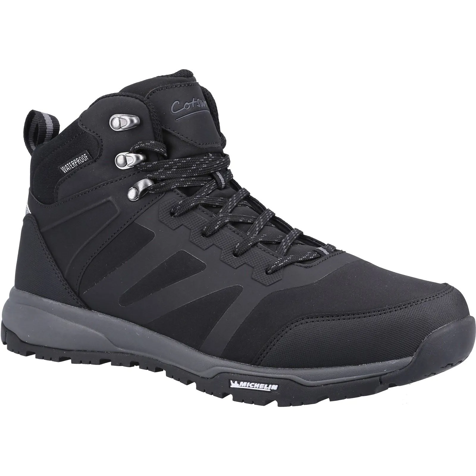 Cotswold Kingham Mid Recycled Plastic Synthetic Pu Men's Black Hiking Boots