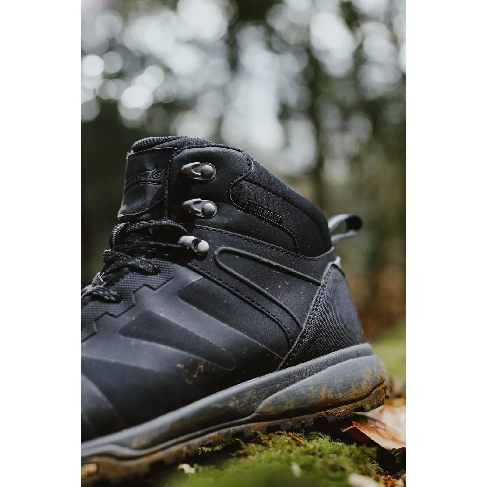 Cotswold Kingham Mid Recycled Plastic Synthetic Pu Men's Black Hiking Boots
