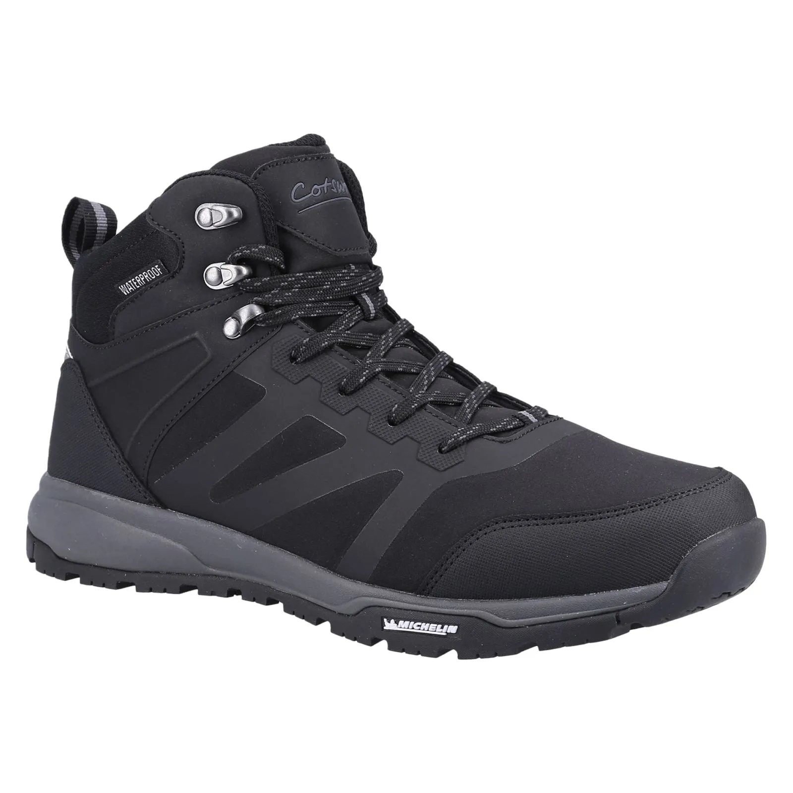 Cotswold Kingham Mid Recycled Plastic Synthetic Pu Men's Black Hiking Boots