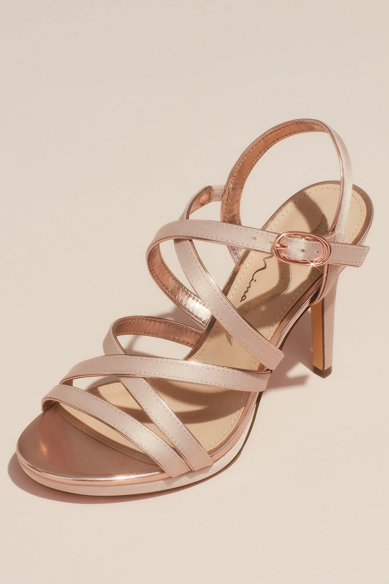 Crossing Straps Heeled Platform Sandals