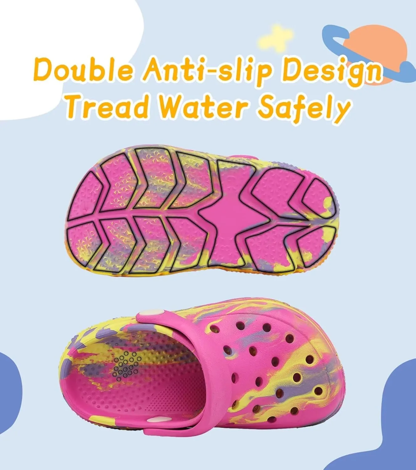 Cubufly Toddler Kids Clogs Garden Shoes for Boys Girls Marbled Tie Dye Water Shoes Slip on Sandals