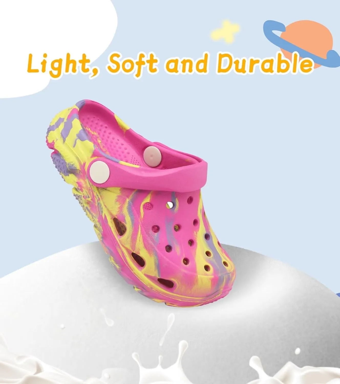 Cubufly Toddler Kids Clogs Garden Shoes for Boys Girls Marbled Tie Dye Water Shoes Slip on Sandals