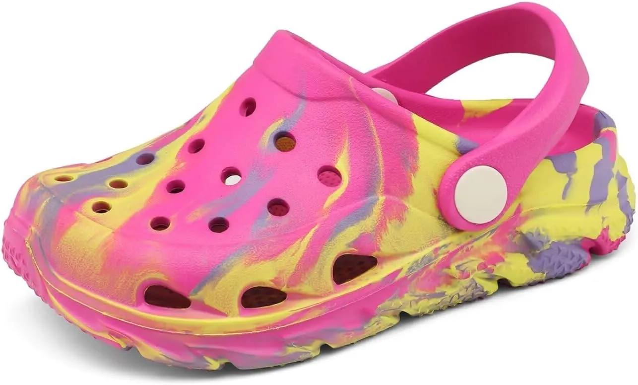 Cubufly Toddler Kids Clogs Garden Shoes for Boys Girls Marbled Tie Dye Water Shoes Slip on Sandals