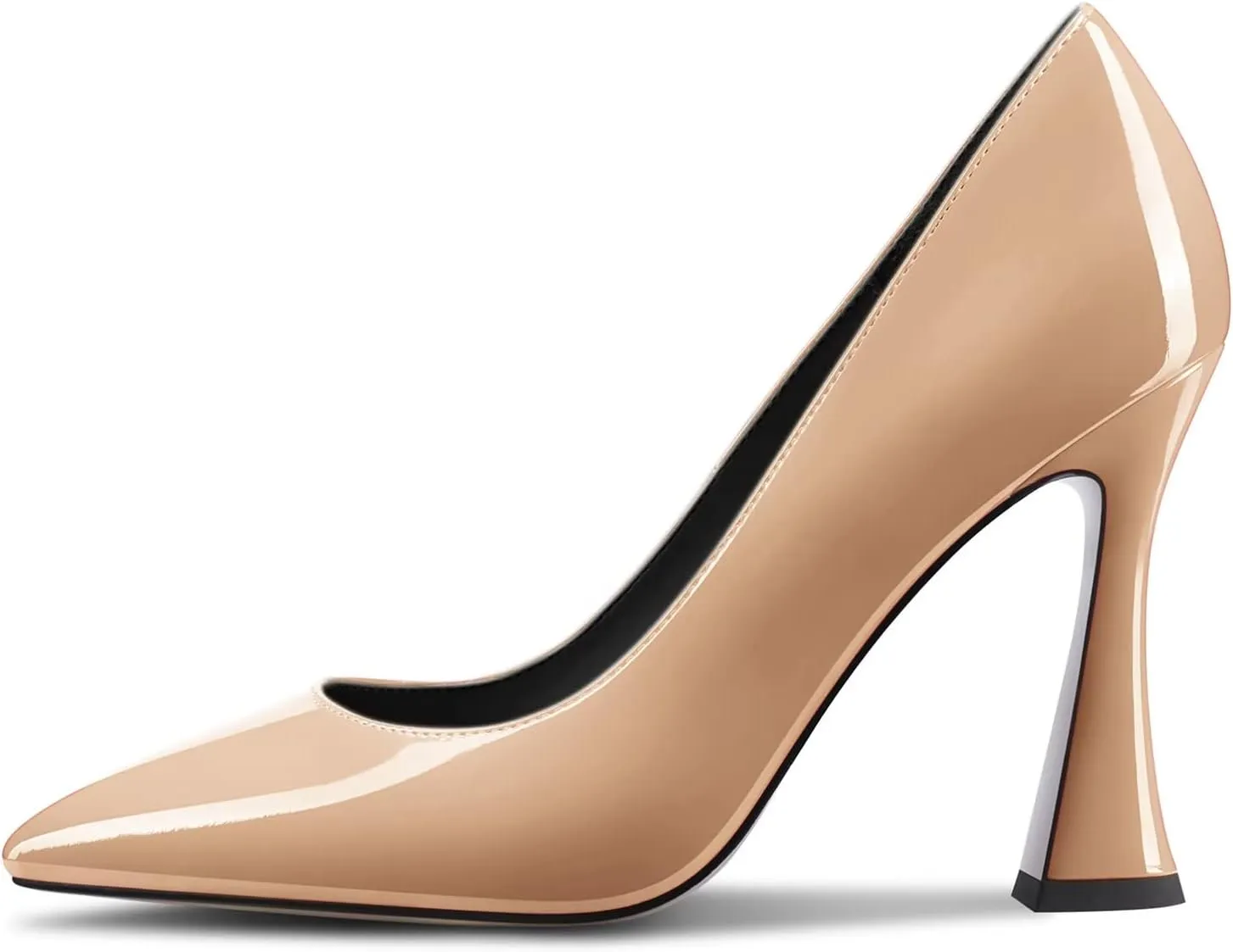 DearOnly Women Chunky Block High Heel Pointed Toe Pumps Slip-on Wedding Dress Basic Classic 3.9 Inches Heels