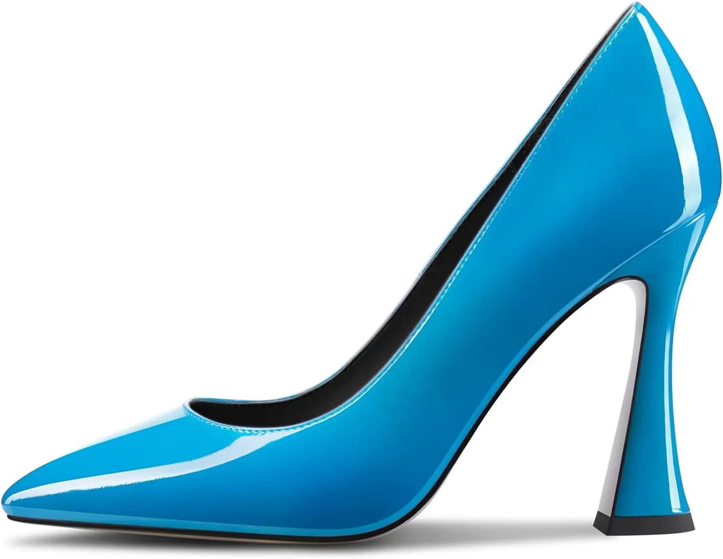 DearOnly Women Chunky Block High Heel Pointed Toe Pumps Slip-on Wedding Dress Basic Classic 3.9 Inches Heels