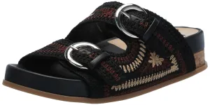 Dolce Vita Women's RALLI Flat Sandal, Black Multi Knit, 7.5