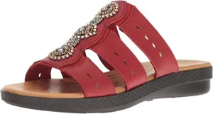 Easy Street Women's Nori Flat Sandal, Red, 8 N US