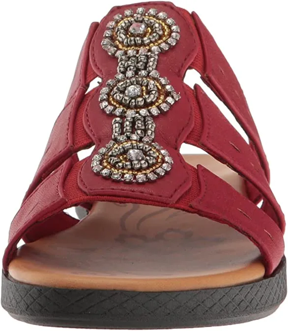 Easy Street Women's Nori Flat Sandal, Red, 8 N US