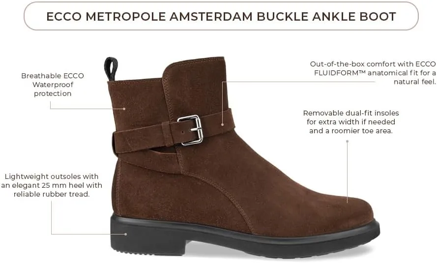 ECCO Women's Amsterdam Waterproof Buckle Ankle Boot