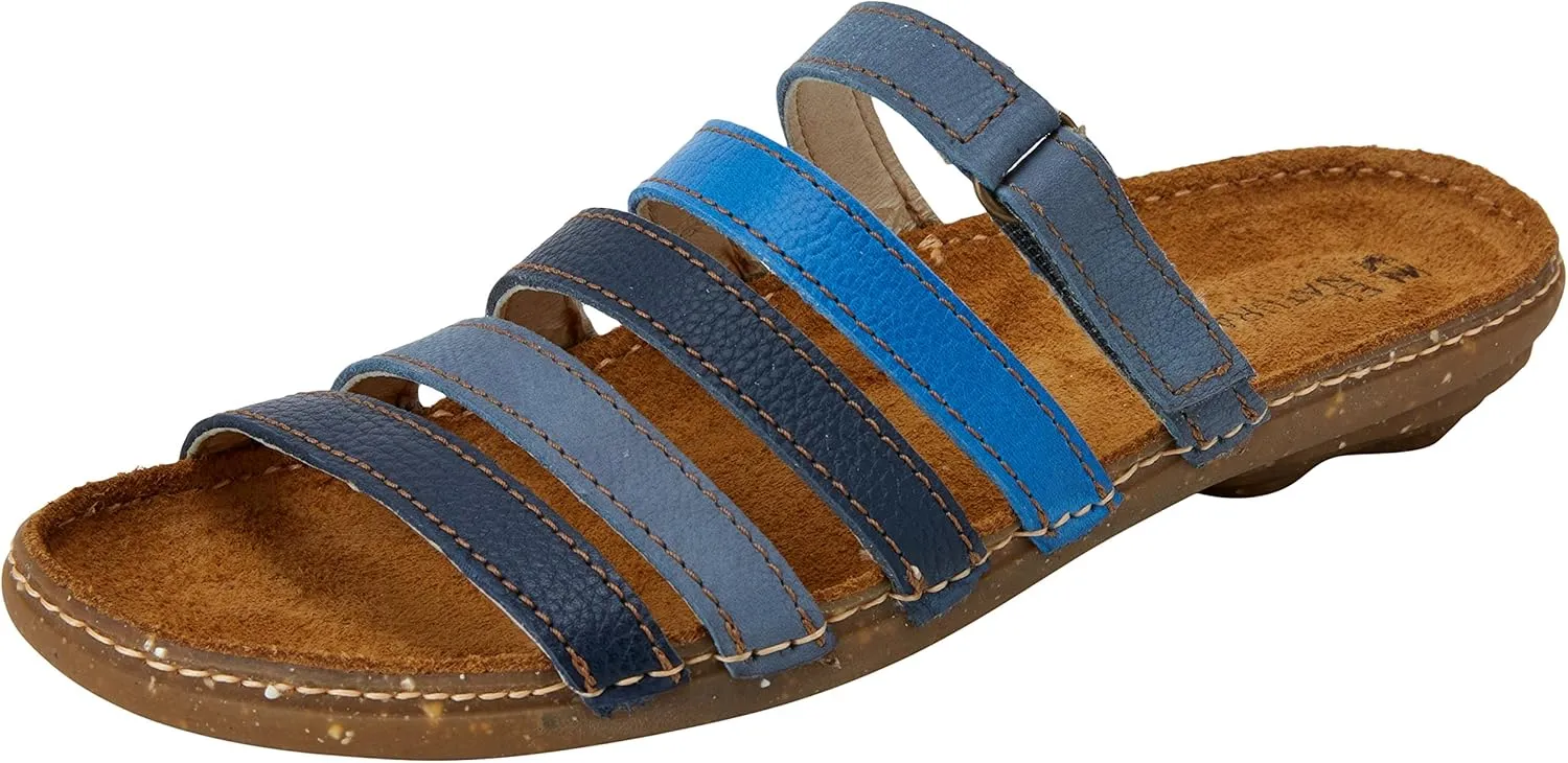 El Naturalista Women's N327 Multi Leather Blue Mixed/Torcal Flat Sandal